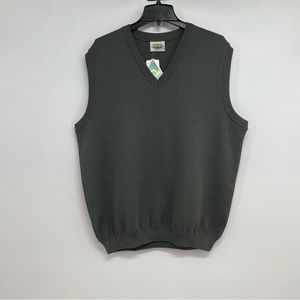 NWT Vintage Aklanda Knit Vest Men 2XL V-Neck Sleeveless Merino Wool Grey New